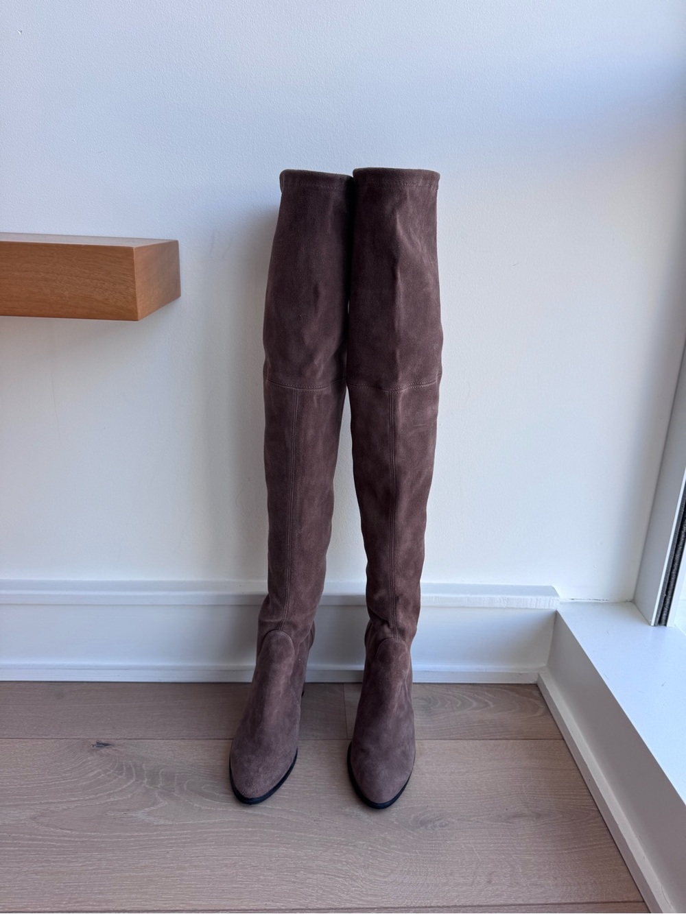 Stuart Weitzman Taupe Women’s Over-the-Knee Suede Boots in Brown